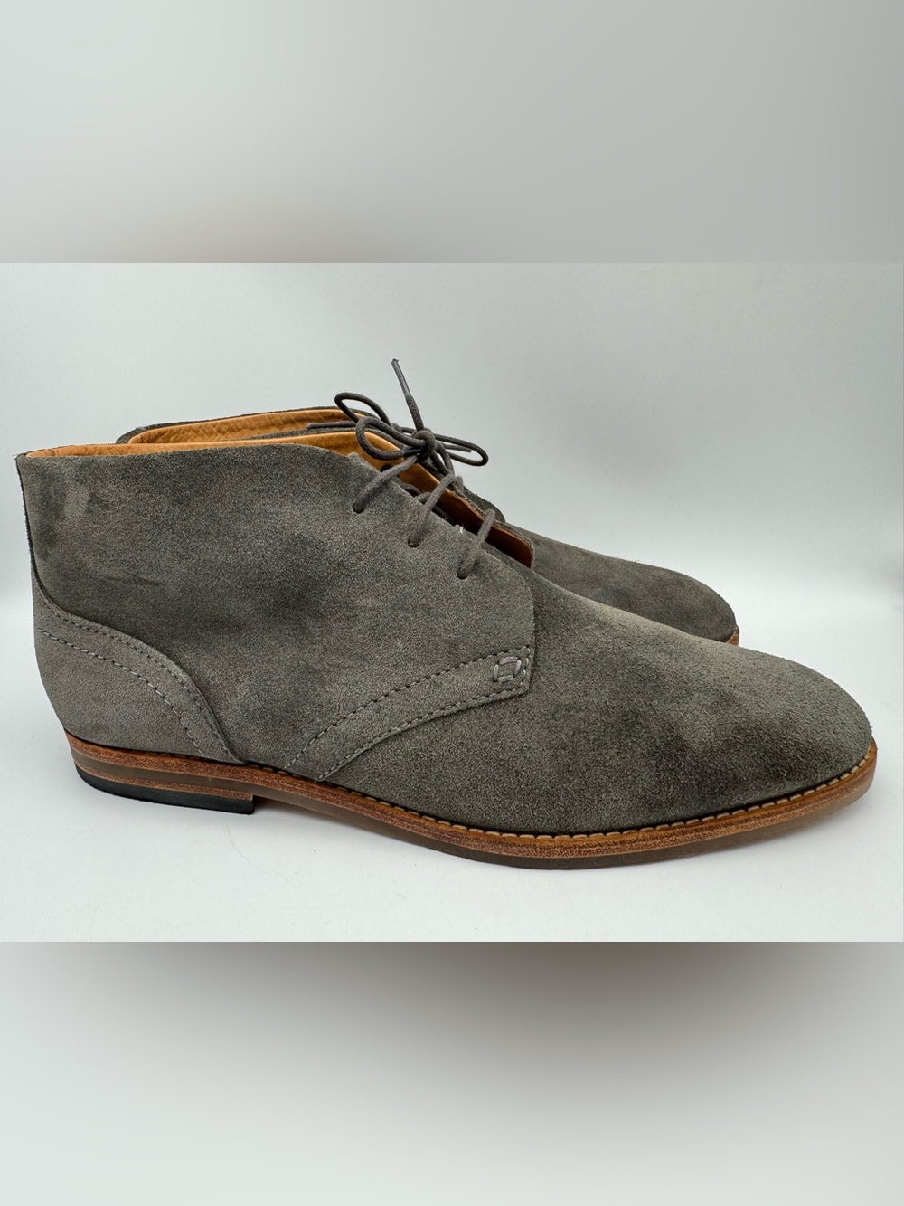 Hudson London Men’s Chukka Shoes Gray Suede Leather Lace-Up Size EU 45 / US 12